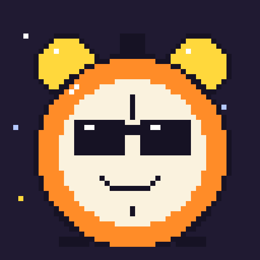 Off the Clock avatar: the pixel-art clock in sunglasses